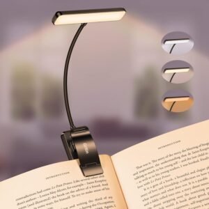 Gritin 19 LED Rechargeable Book Light for Reading in Bed with Memory Function- Eye Caring 3 Color Temperatures,Stepless Dimming Brightness,90 Hrs Runtime Lightweight Clip on Light for Book Lovers